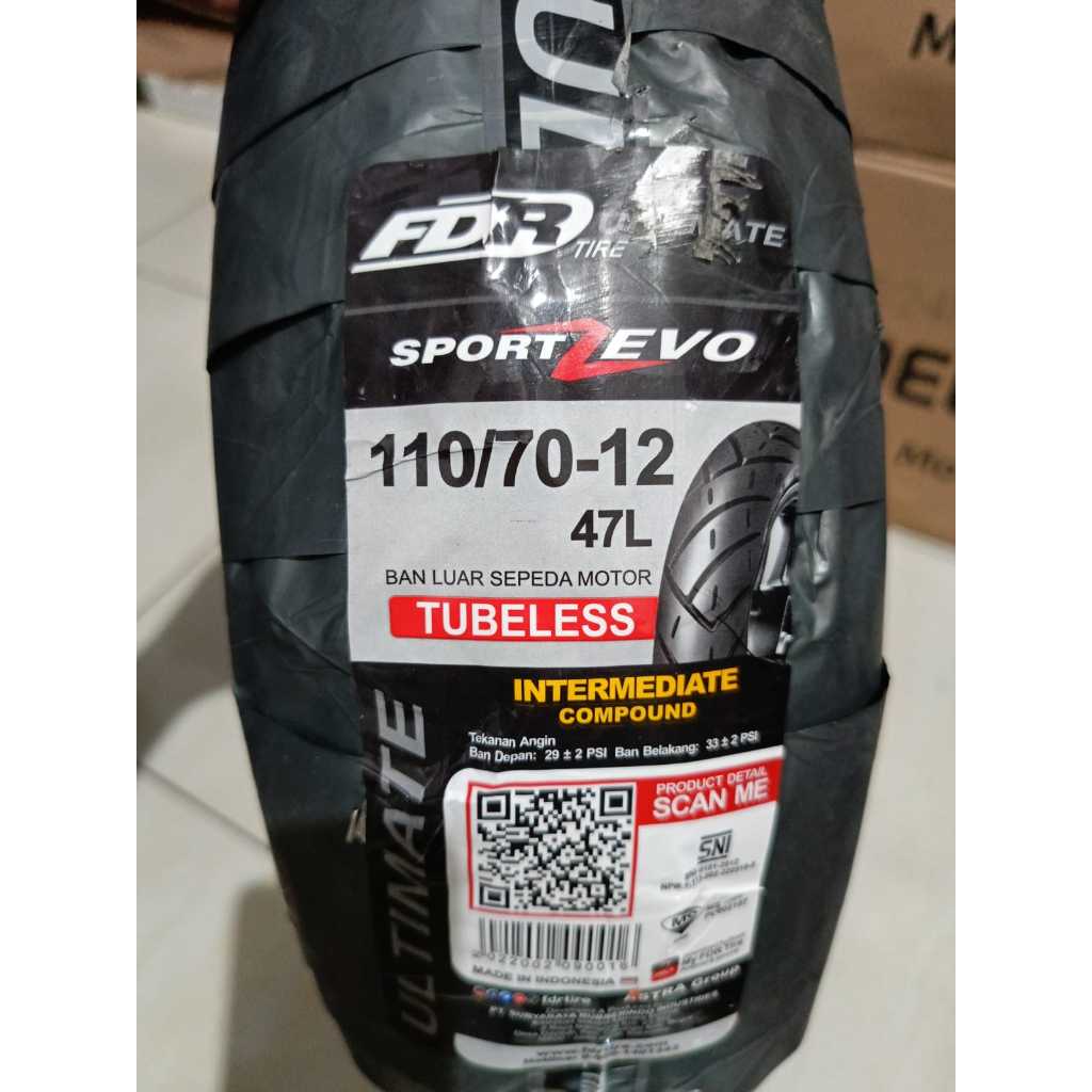 Ban Luar FDR sport zevo 110 / 70 Ring 12 tubeless Ban Fazzio