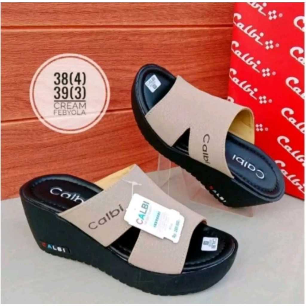 Sandal Calbi Terlaris-Sandal wedges Wanita Model terbaru