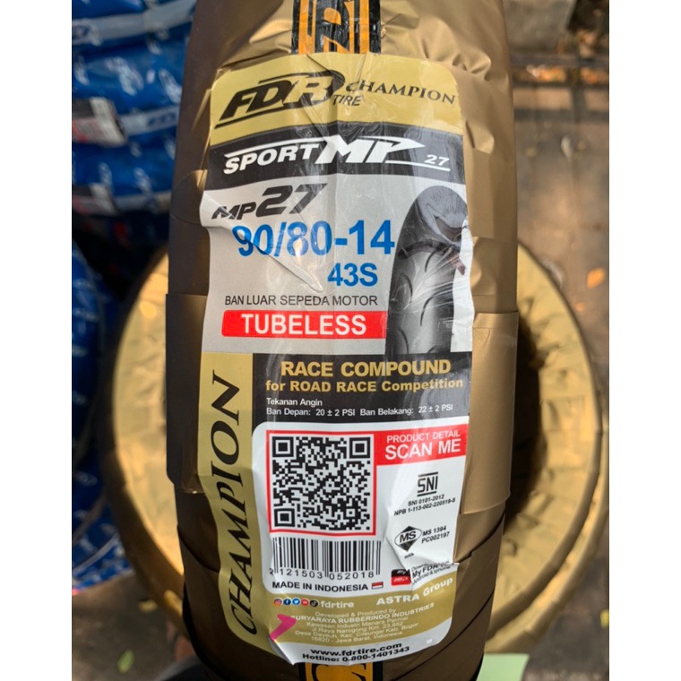 TERLARIS Ban Depan Tubeless FDR MP27 9814 For VarioBeatSpacyGenioScoopy Ring14