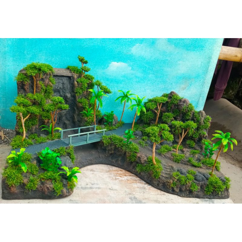 Hardscape tebing air terjun buat aquarium ukuran 50x30x30cm