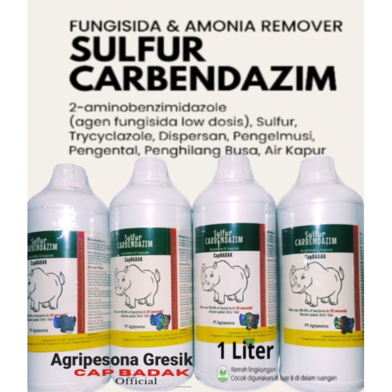 DESINFEKTAN SULFUR CARBENDAZIM & FUNGISIDA CAP BADAK AGRIPESONA GRESIK 1LITER / DESINFEKTAN PETERNAK