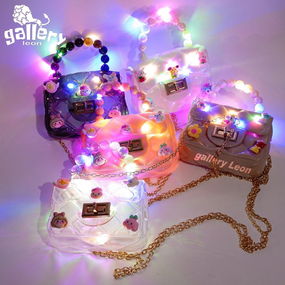 SALE TERBATAS TERBARU 224 TAS ANAK JELLY CANDY BAG 3D STICKER LAMPU LED RAINBOW VIRAL