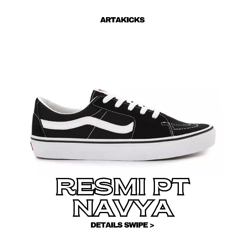 SK8-LOW Black White Classic ORIGINAL RESMI PT GMG/PT NAVYA