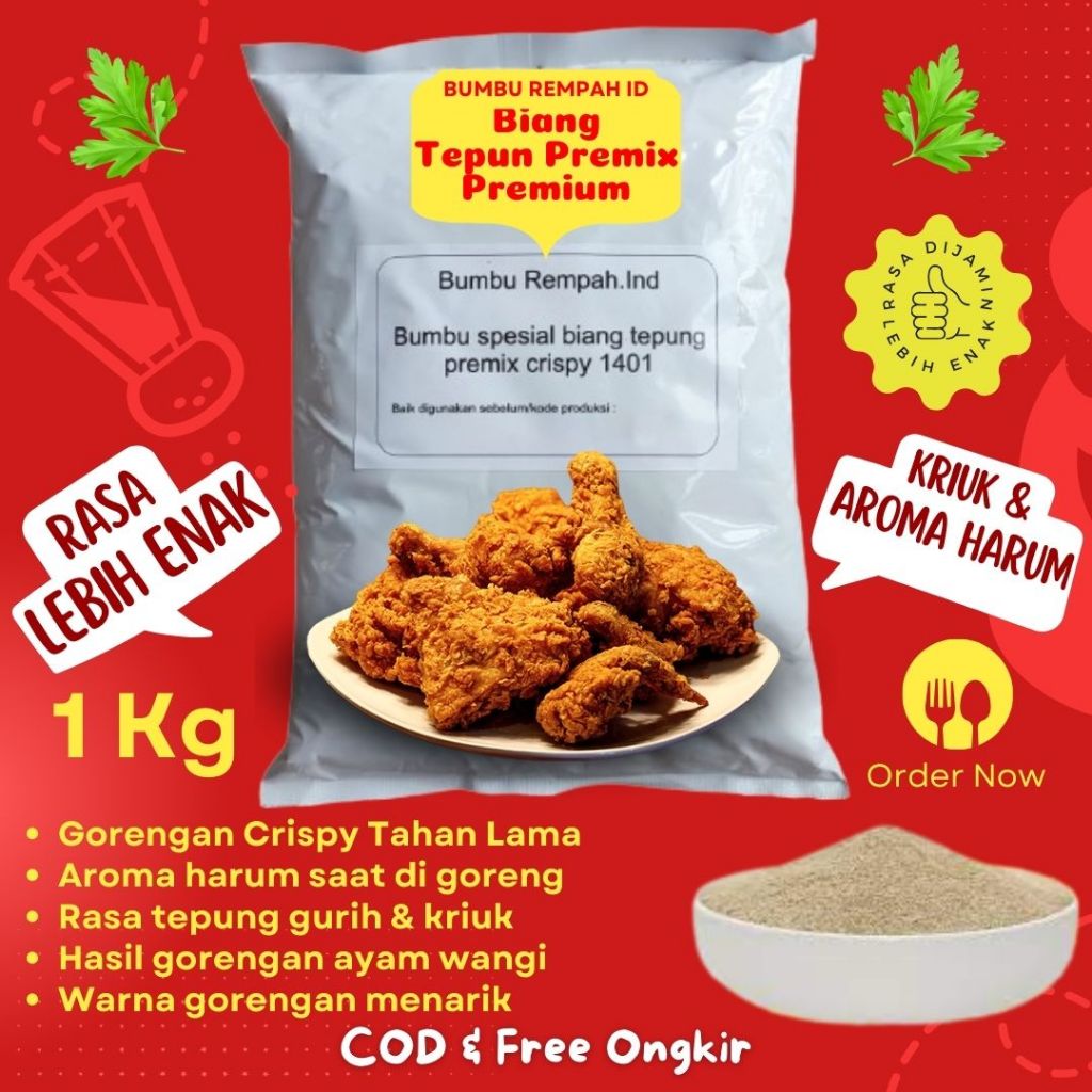 

Biang Tepung Premix Premium Untuk Fried Chicken / Ayam Crispy Ala KFC McD 1 kg (Promosi)