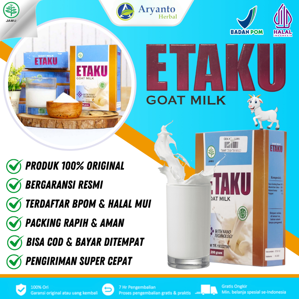 

Walatra Etaku Goat Milk 100% Original Susu Kambing Etawa Murni Isi 200gr Asli BPOM ( Bergaransi Resmi ) Bisa COD