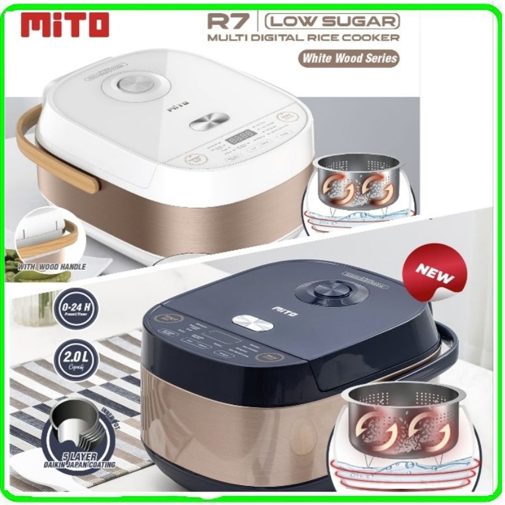 RICE COOKER MITO R7 GLOW/MITO RICE COOKER LOW CARBO 2 Liter - 8 fungsi