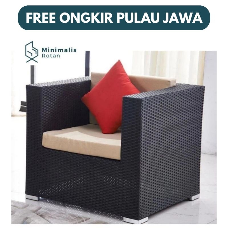 (GRATIS ONGKIR) SOFA SINGLE ROTAN SINTETIS / SOFA 1 SEATER BY Minimalis Furniture