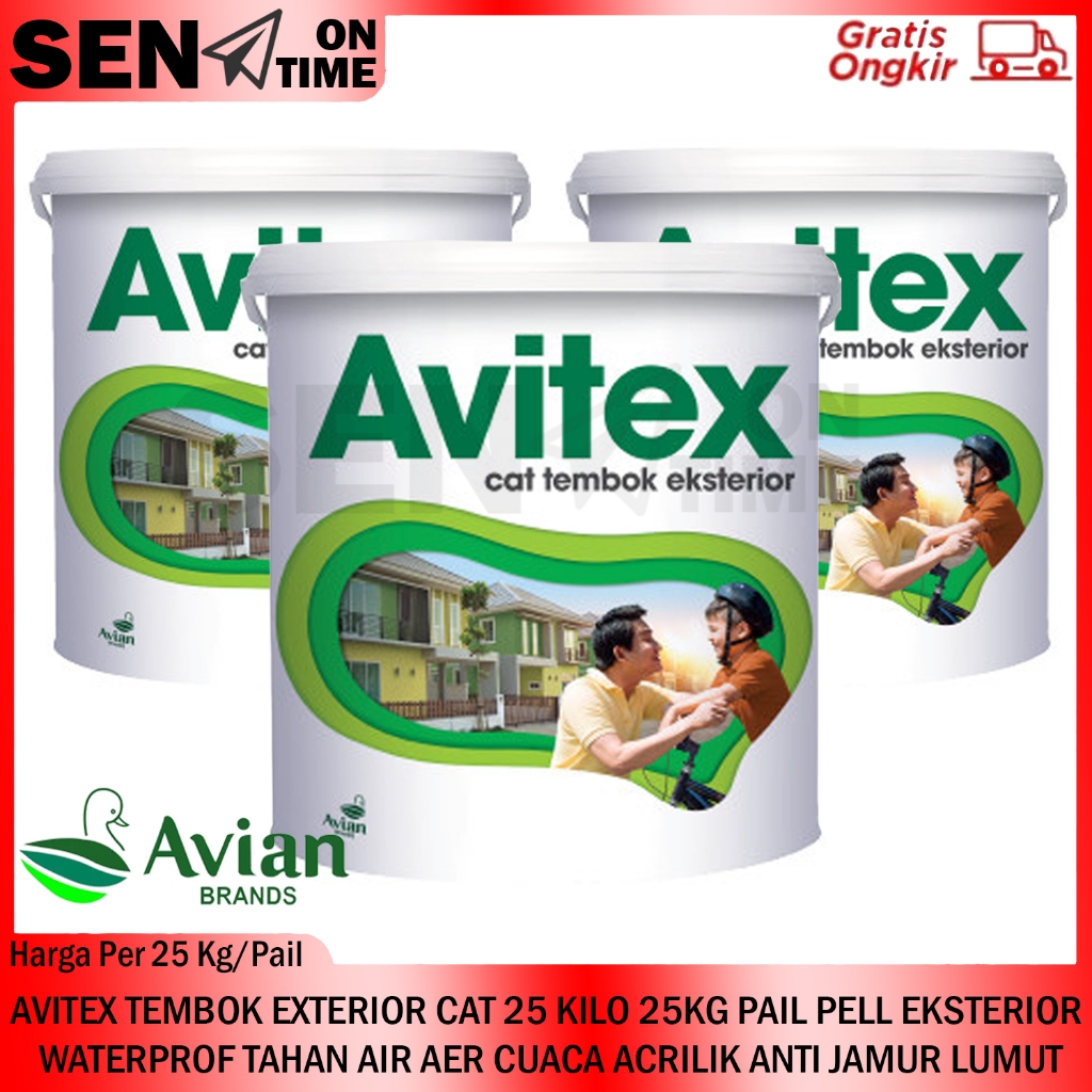 AVITEX TEMBOK EXTERIOR TINGTING CAT 25 KILO 25KG PAIL PELL EKSTERIOR WATERPROF TAHAN AIR CUACA ACRIL