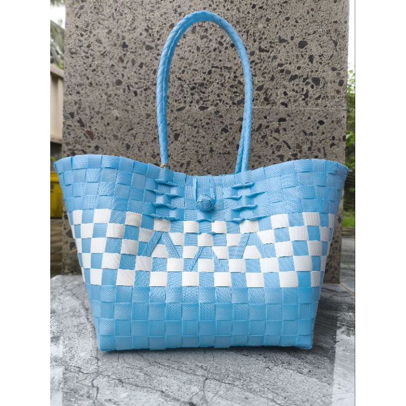 tas anyam motif kotak²| tas souvenir | tas anyam souvenir | tas asul - asul