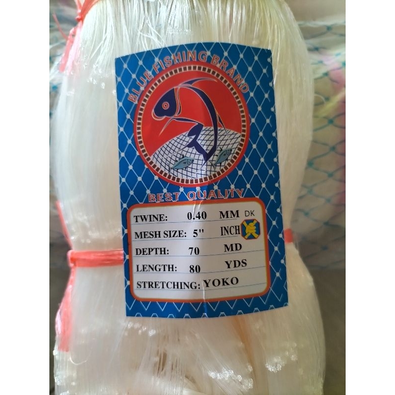 jaring ikan 5 inchi senar 0.40"70md/80yds yoko mata jaring tegak