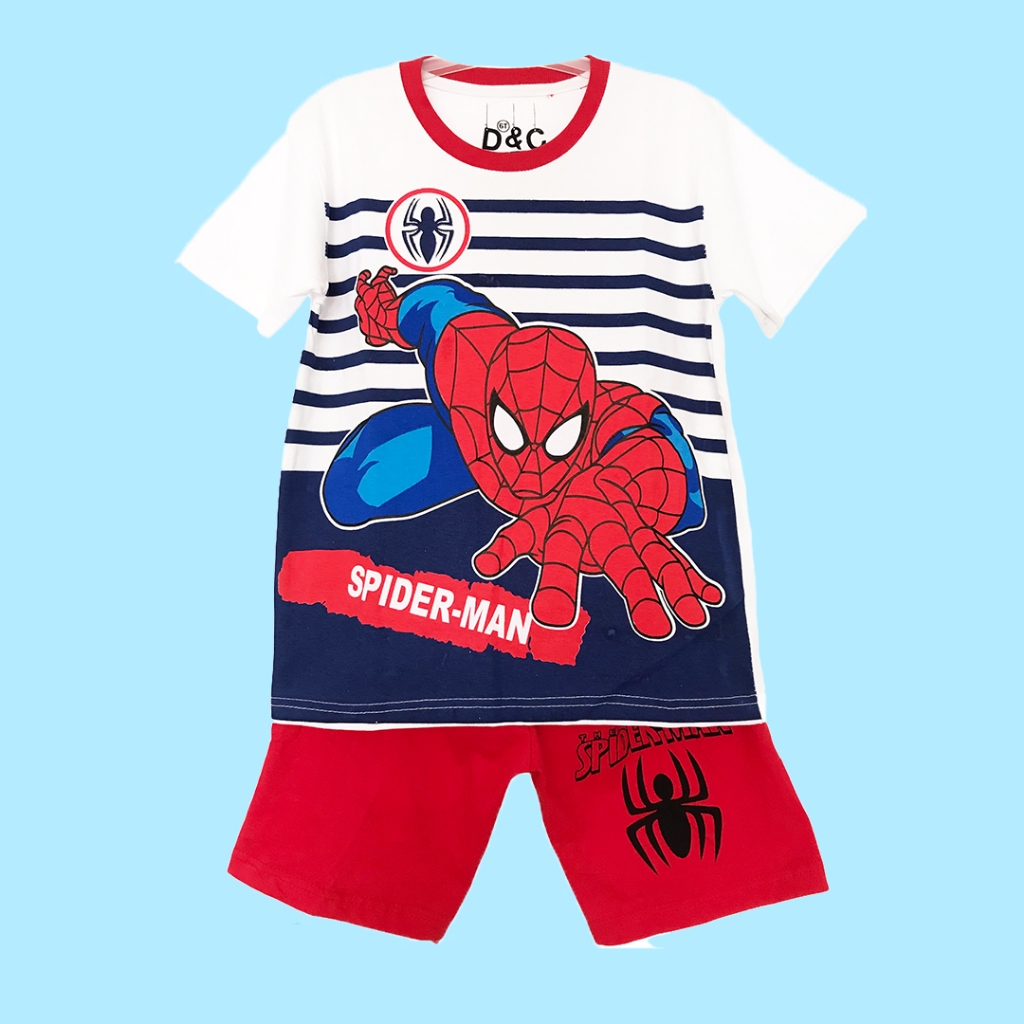 	 D&C Setelan Anak Laki-Laki Spiderman Salur size 2-10 Thn	