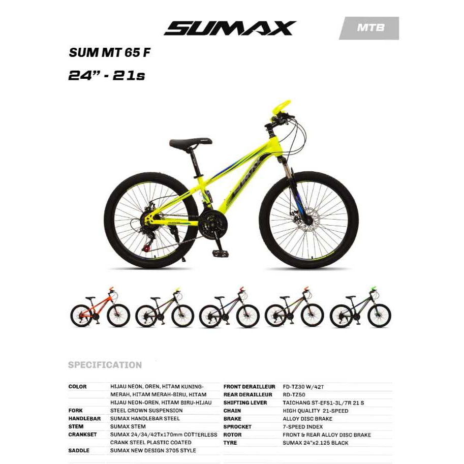 Sepeda Gunung MTB 24-26 inch SUMAX 21 Speed Steel By ATLANTIS