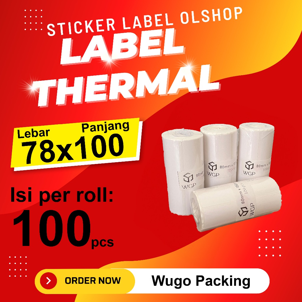 

LABEL THERMAL 78 X 100 mm isi 100 pcs KERTAS STICKER DIRECT THERMAL