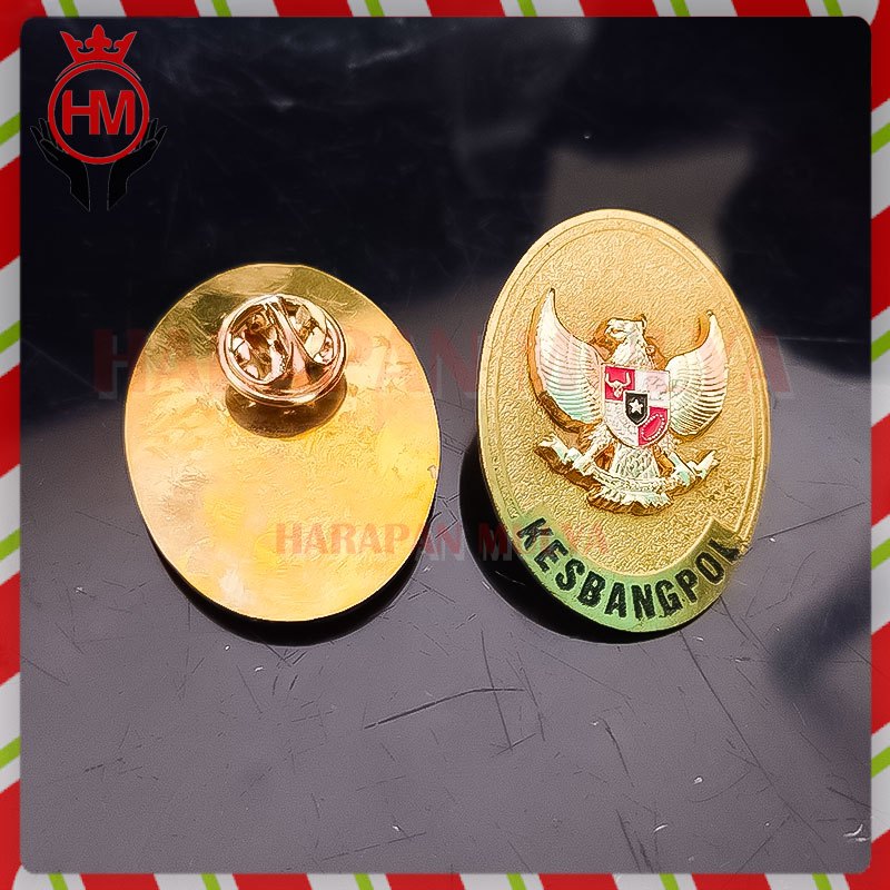 Bross Logo Militer Kesbangpol Emblem Indonesia Garuda Kesbangpol Oval dan Rantai - HM