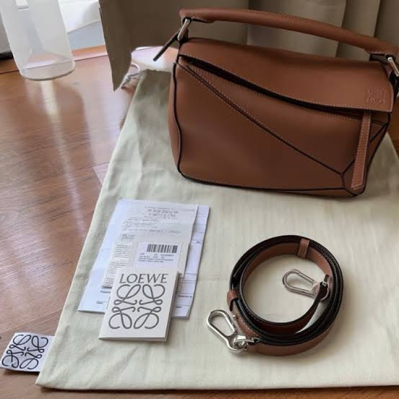 Preloved Good Condition Loewe Mini Puzzle Tan Bag
