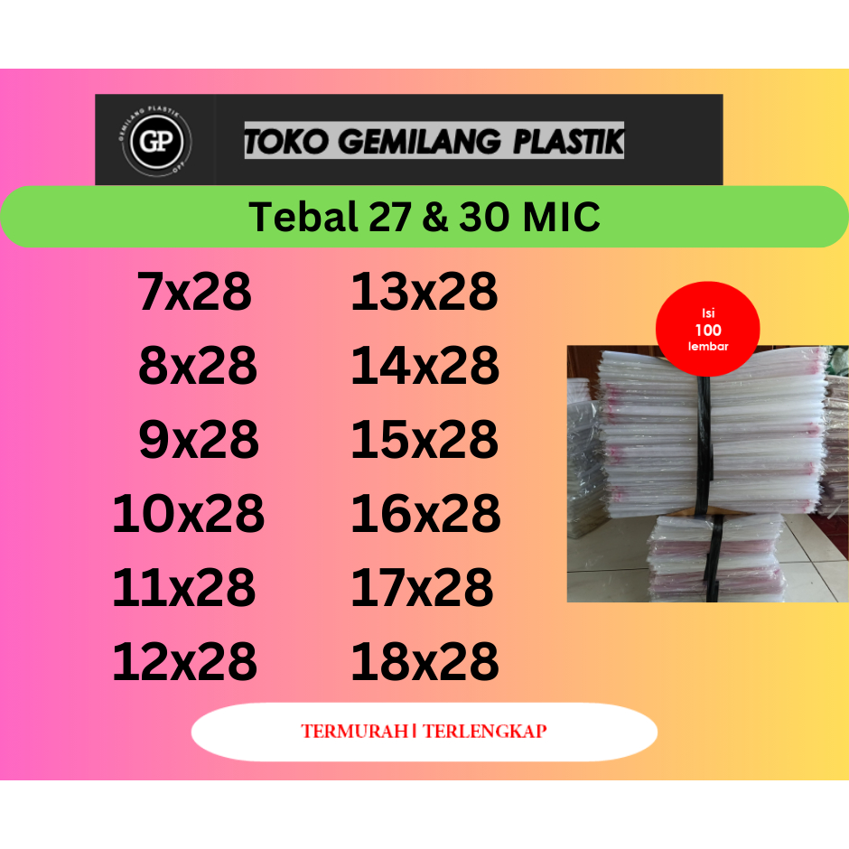 (TEBAL) Plastik OPP Baju / Plastik baju / Plastik Garment / Plastik Roti / 7x28 / 8x28 / 9x28 / 10x2