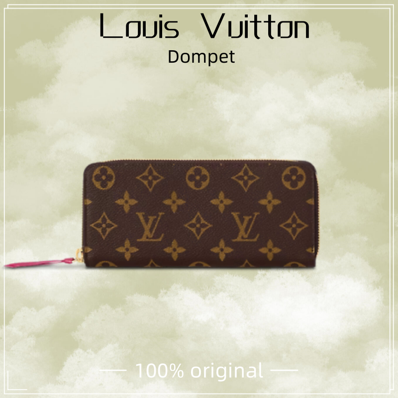 【100% original】Tas LV Louis Vuitton clemence dompet panjang wanita/Dompet ritsleting/Dompet wanita/naik Merah