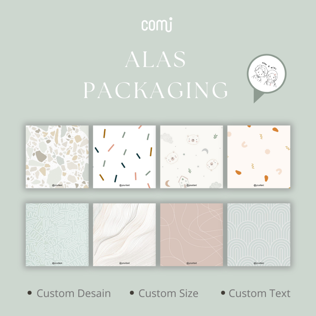 

(Custom) Alas Kertas - Alas Packaging - Alas Strap Mask - Alas Gelang - Alas Aksesoris - Comi