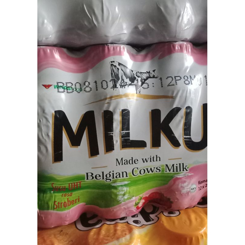 

MiLku Susu UHT Rasa Stroberi 1 Pack isi 12 Botol