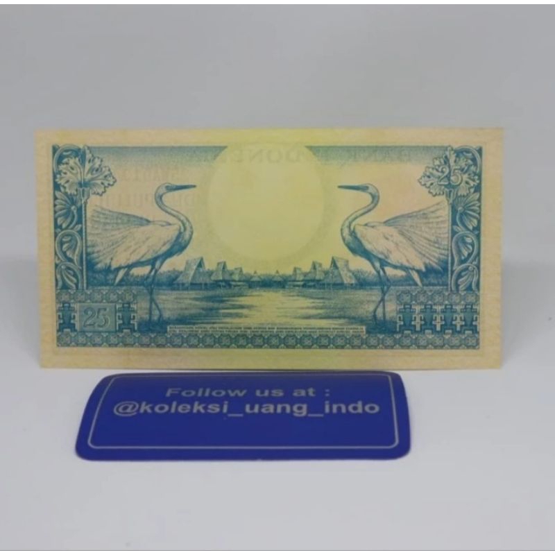 uang kuno indonesia 25 rupiah seri bunga 1959 asli gress