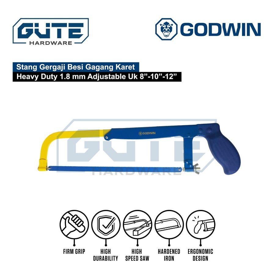 GODWIN STANG GAGANG GERGAJI BESI ADJUSTABLE HACKSAW HACK SAW 8" - 12"