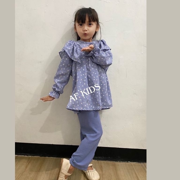 ART N64V Setelan Baju Anak Perempuan Motif Bunga Adiva 1  1 Tahun