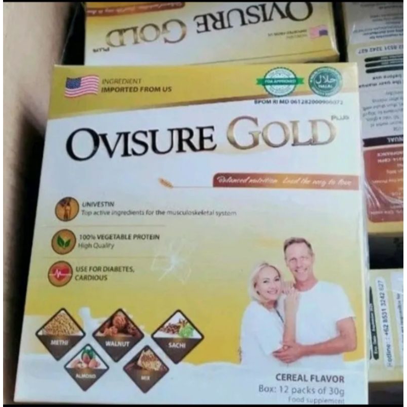 

OVISURE GOLD ORIGINAL USA SUSU TULANG SENDI 1 BOX ISI 12 SASHET