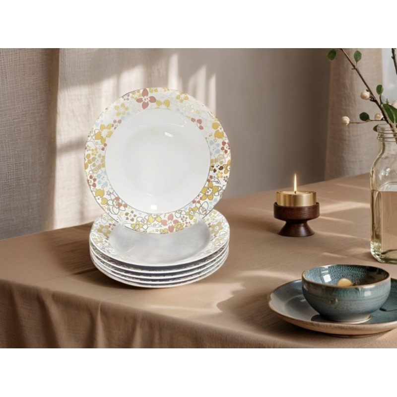 Piring Makan Vicenza size plate 9 inch tipe B179 Motif Poppy perangkat makan higienis, dari porselai