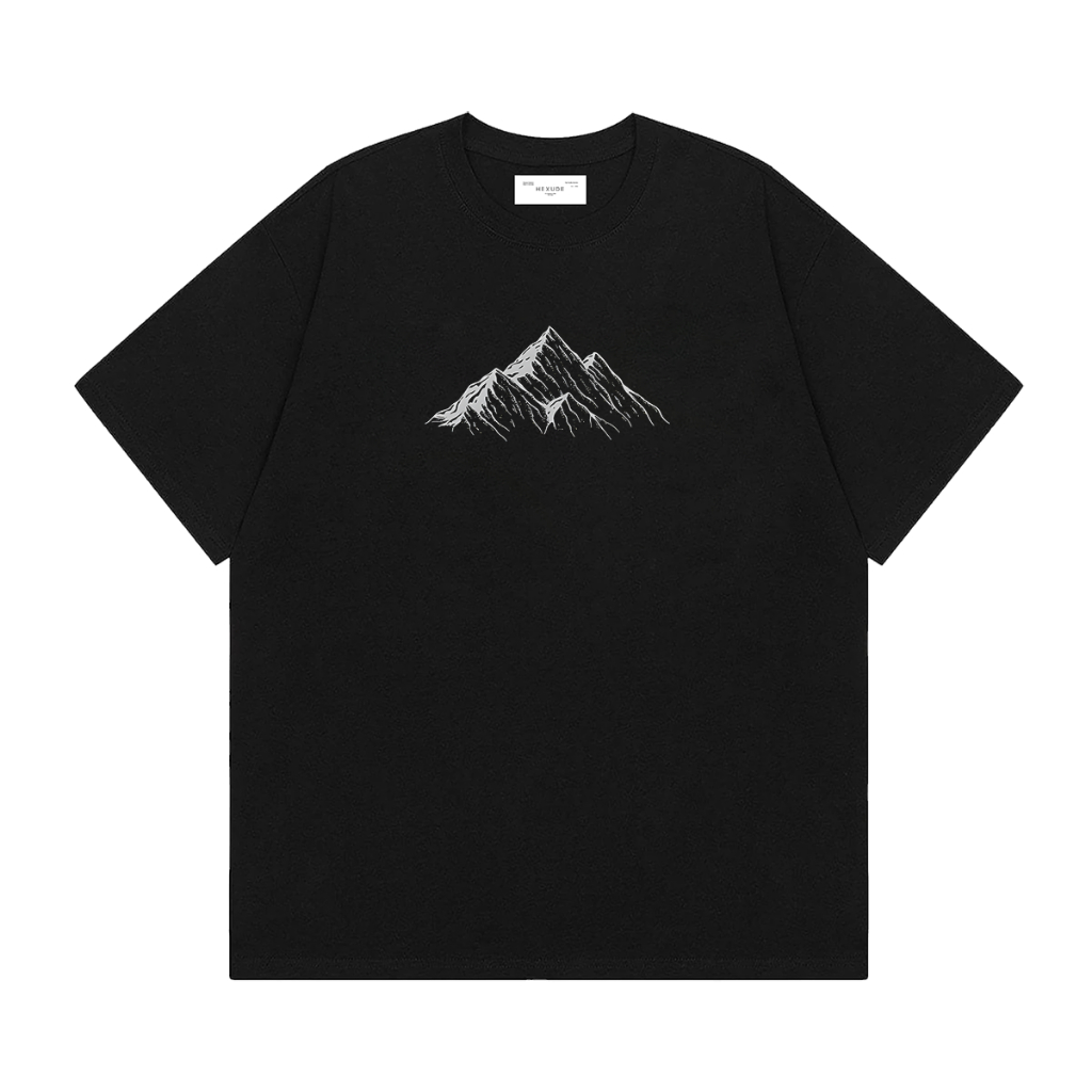 HEXUDE T-Shirt Mountain Black Tees | Kaos Cowok Distro Baju Pria Hitam Premium Cotton Combed 24s