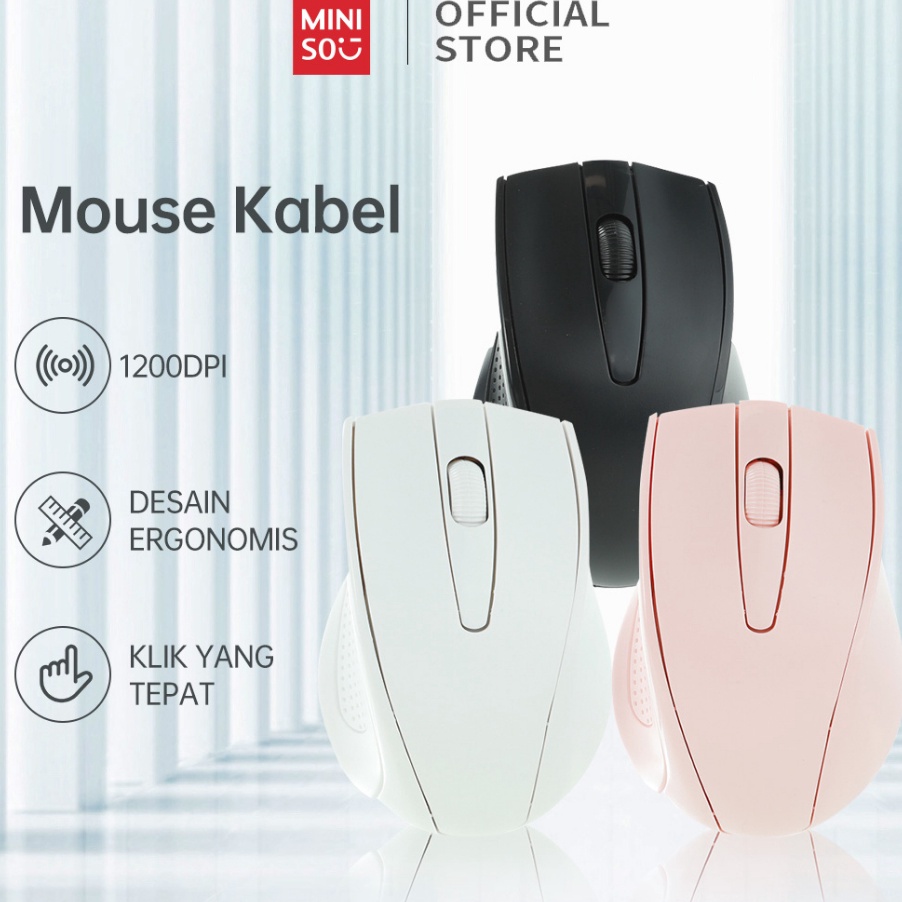Hemat Tanpa Kompromi MINISO Mouse Kabel USB Colorful Mouse Berkabel yang Ergonomis