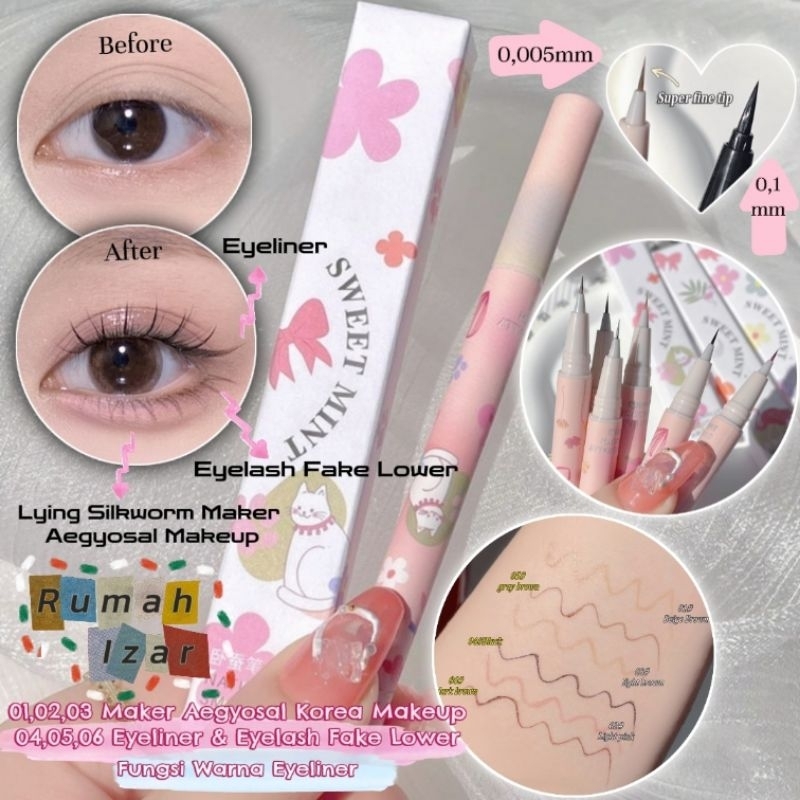 Sweetmint Eyeliner Super Slim Bulu Mata Palsu Bawah Eyeliner Aegyosal Makeup Korea