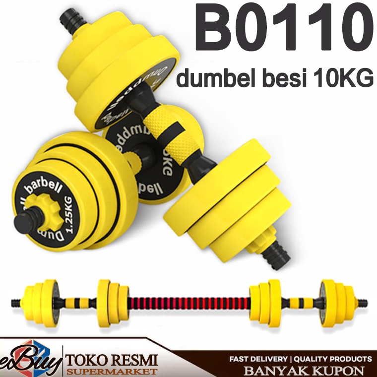 TERBAIK eBuy Dumbbell 1KG Barbell Set Dumbbell Set Dumbbell Barbell 2 In 1 Kuning Set Dumbbell Barbe