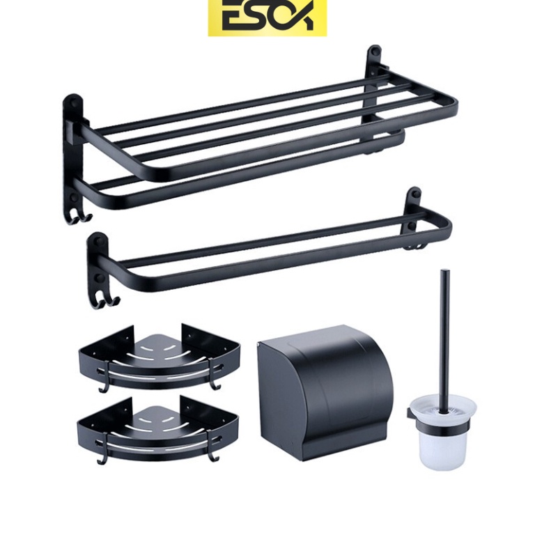 Harga Bersahabat ESOK Rak Kamar Mandi Set Dan Peralatan Kamar Mandi Hitam Sikat Kloset Dan Tempat Ti