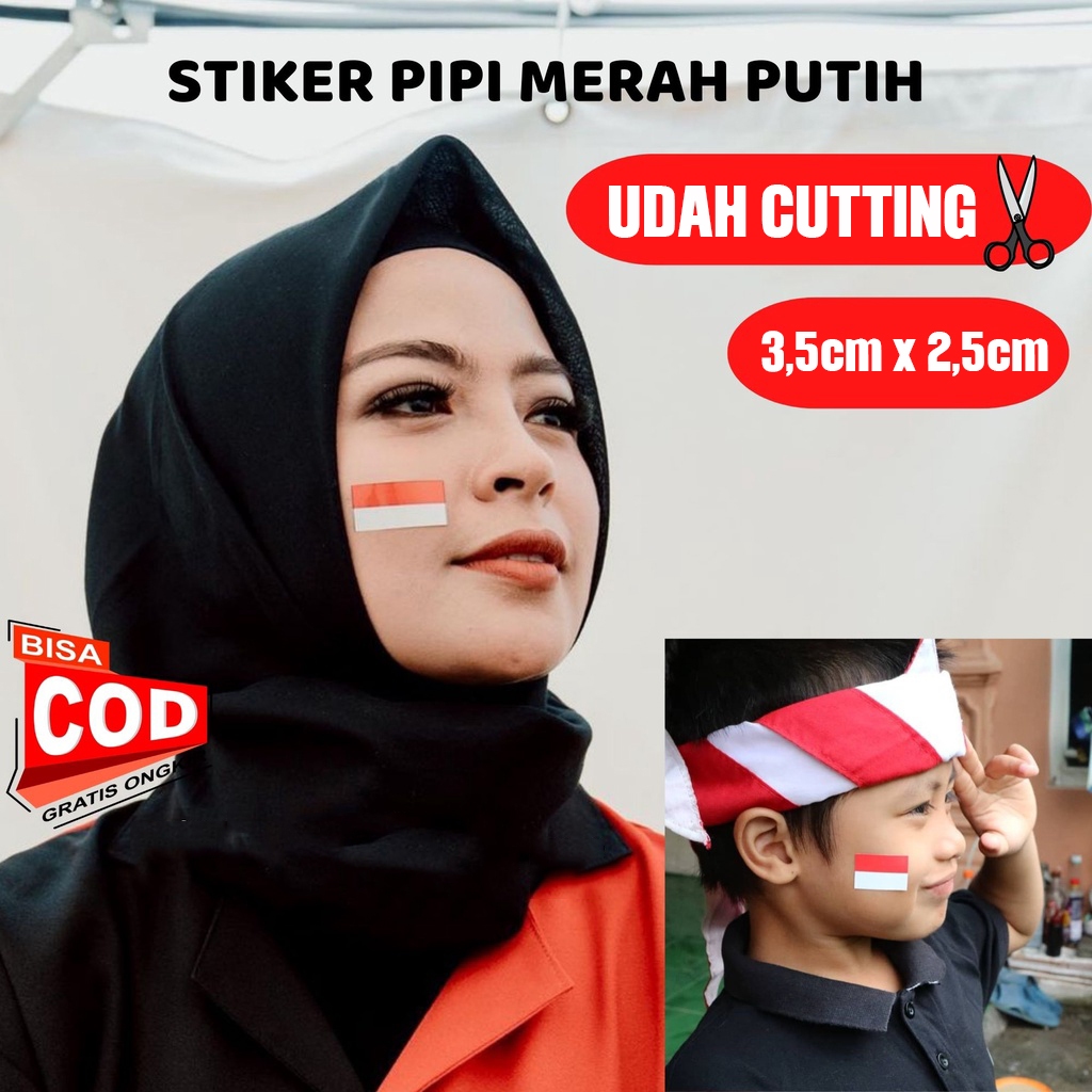 

HIGH DEMAND Sticker Stiker Bendera Merah Putih isi 100pcs / Stiker Pipi Bendera Merah Putih