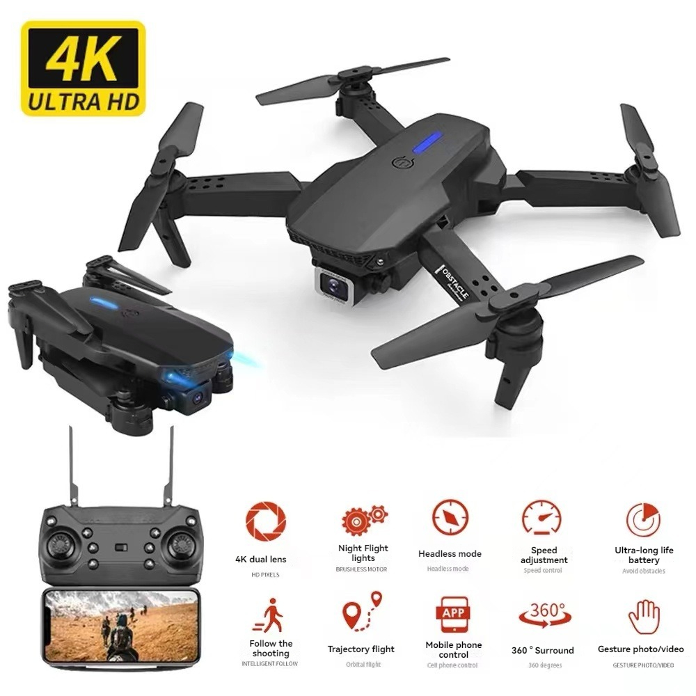 【2024】Drone Quadcopter Auto Fokus include Remote Dan Kamera ORIGINAL Pro Dengan Kamera HD Drone WiFi