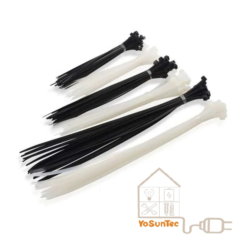 

Kabel Ties Hitam Putih Garfiell cable tis 10cm 15cm 20cm 25cm 30cm 1 PAK ISI 100