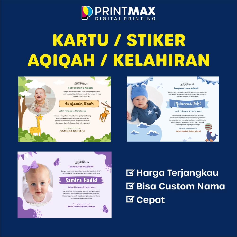 Stiker Aqiqah / Kartu Aqiqah  / Custom Sticker Aqiqah / Kartu Ucapan Aqiqah / Stiker Ucapan Aqiqah