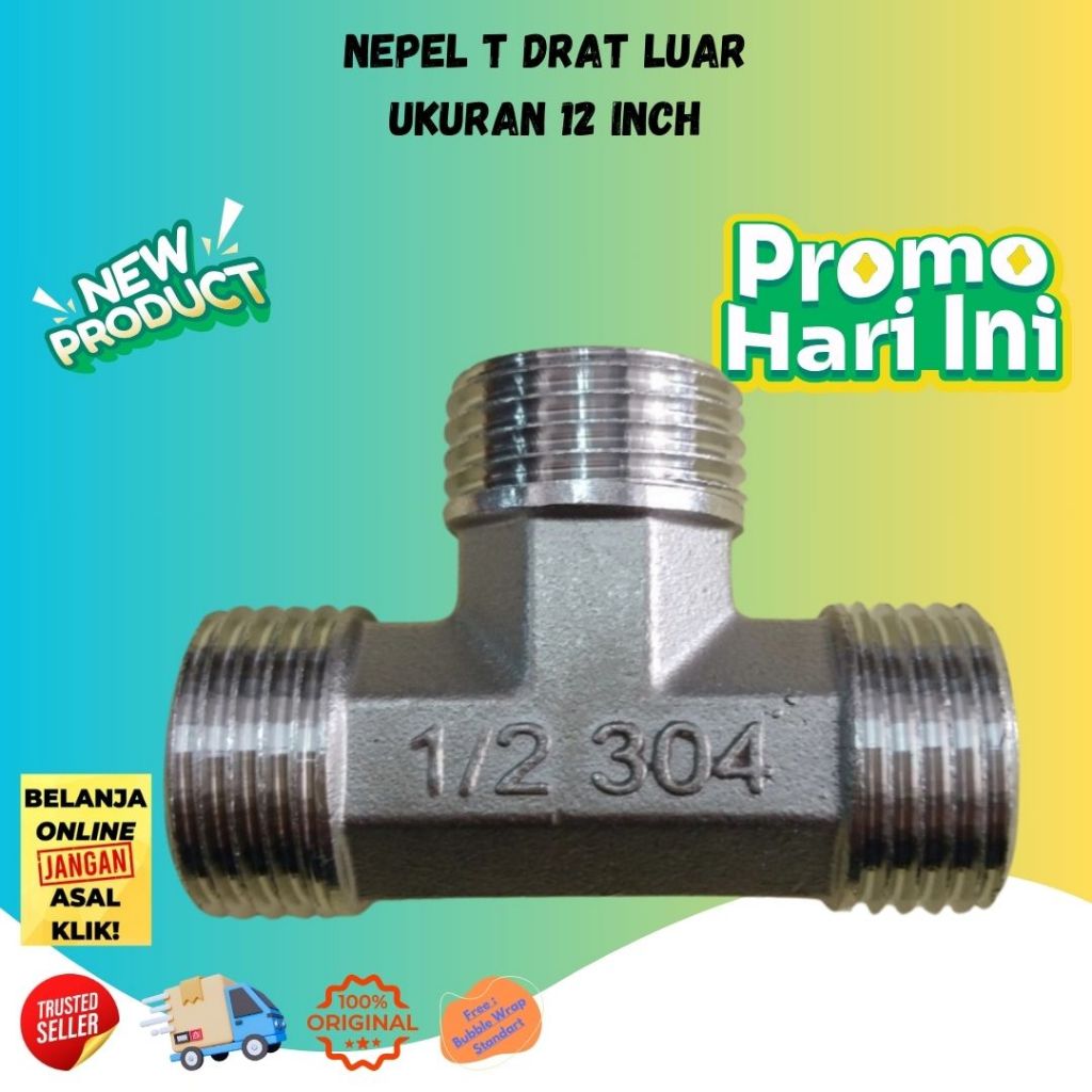 Nepel T Drat Luar Ukuran 1/2 Inch Kokoh Praktis