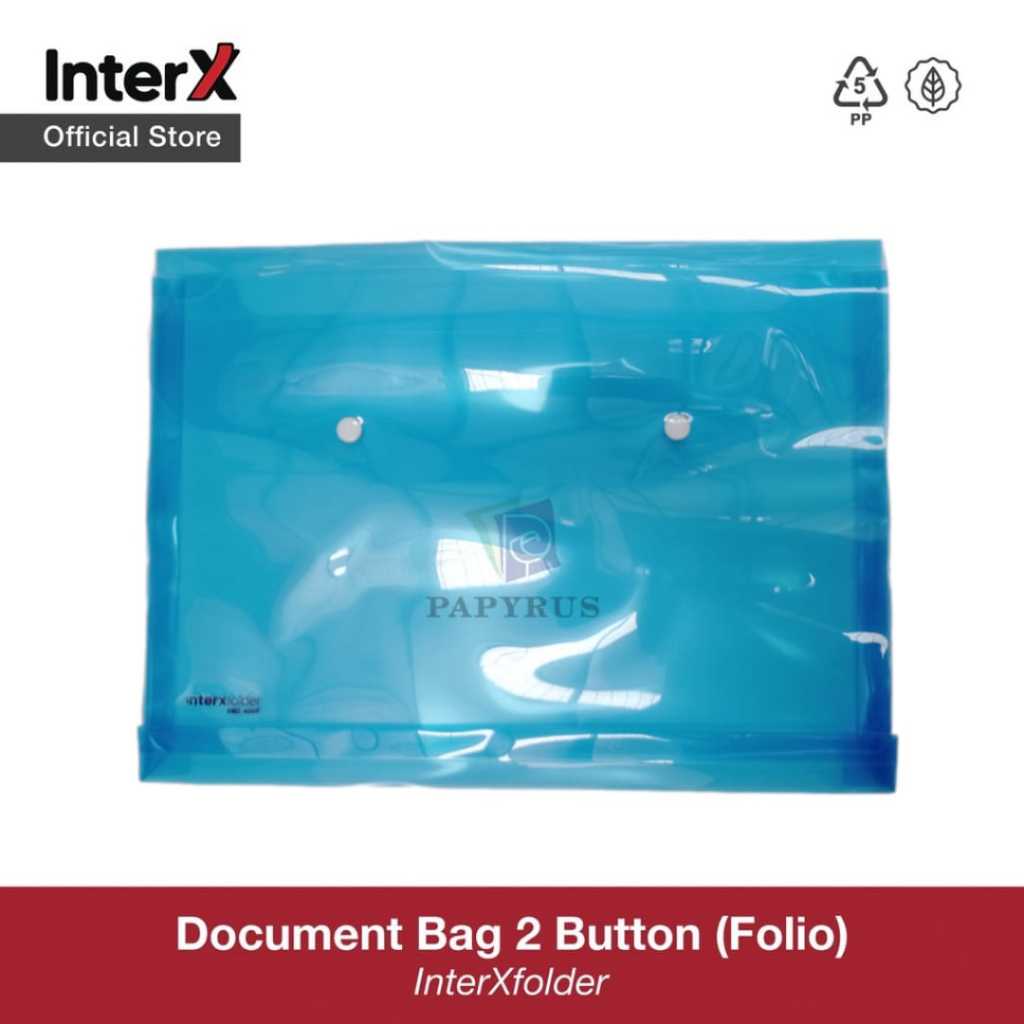 

MAP PLASTIK KANCING / MAP KANCING PUNGGUNG / DOCUMENT BAG / MAP KANCING FOLIO INTER-X DBX400F BIRU