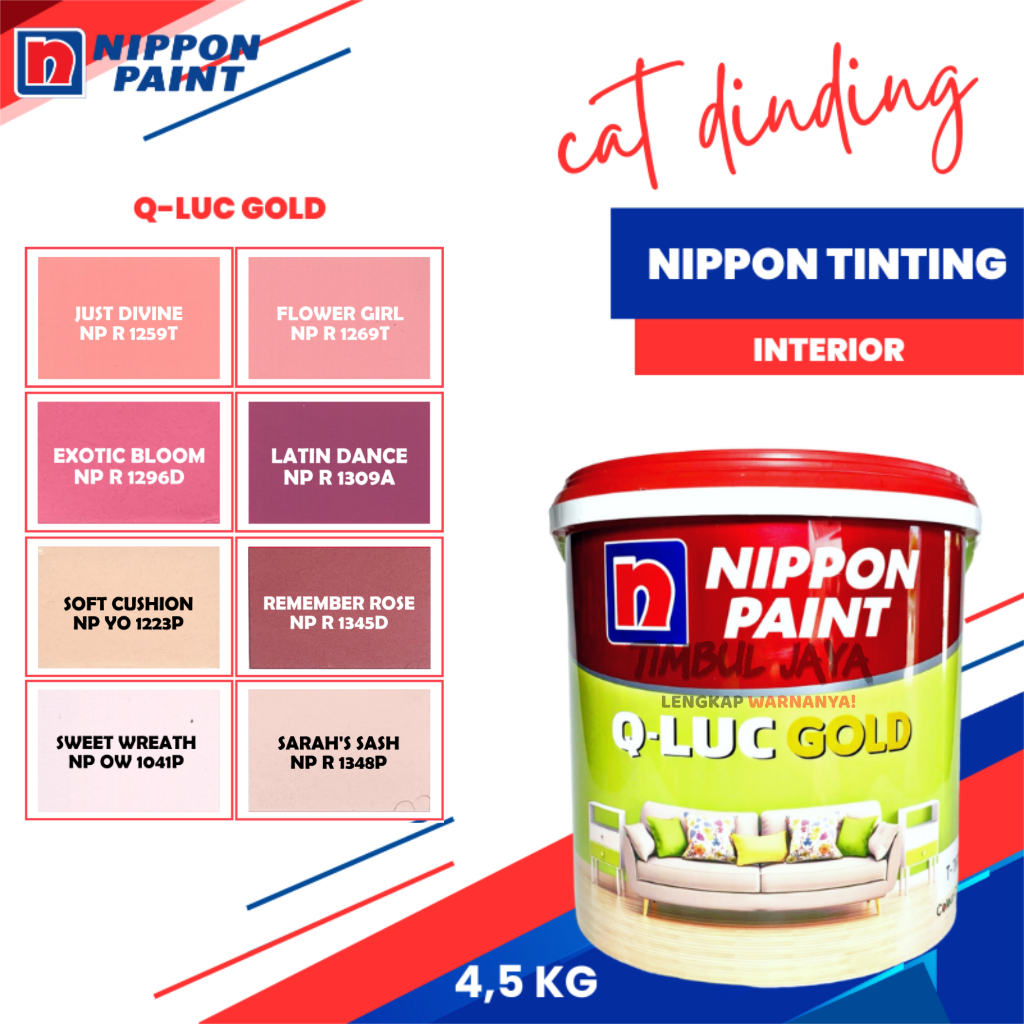 Cat Tembok NIPPON QLUC GOLD 4,5Kg PINK / qluc nippon paint / cat qluq / cat tembok qilux cat qilux