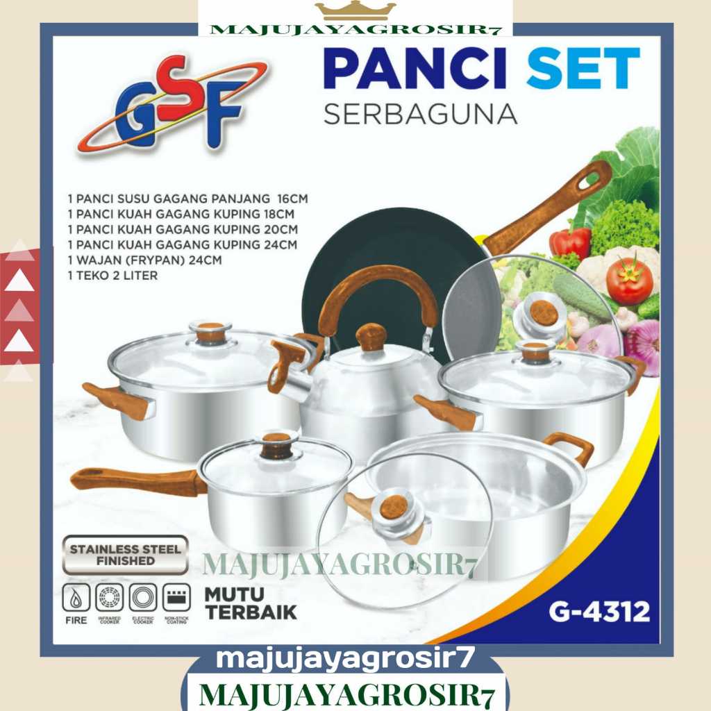 PANCI SET GSF G-4312 / PANCI SET SERBAGUNA 12PCS GSF G 4312 / PANCI WAJAN TEKO SET 12 PCS STAINLESS 