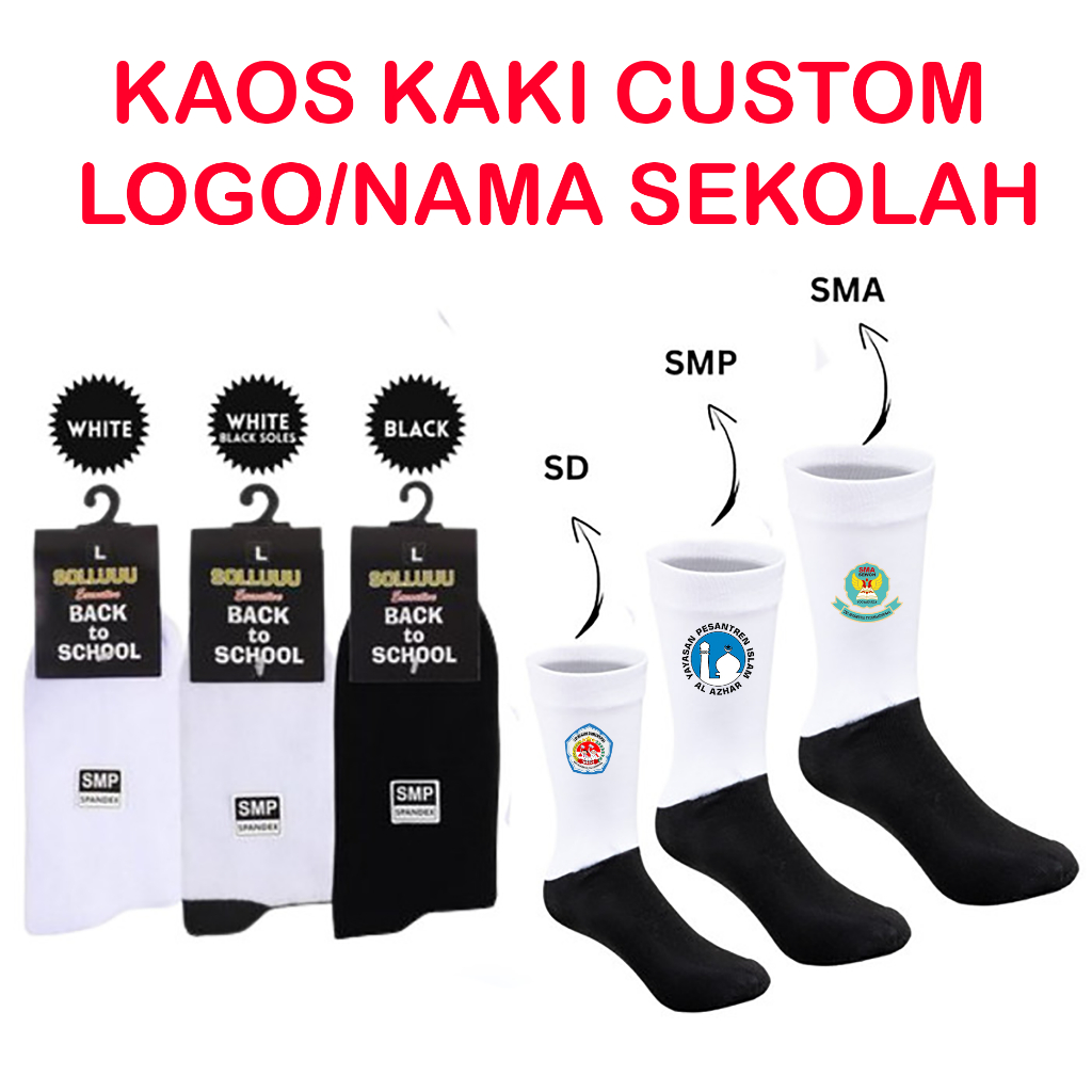KAOS KAKI SABLON NAMA LOGO BISA SATUAN KAOS KAKI SD SMP SMA