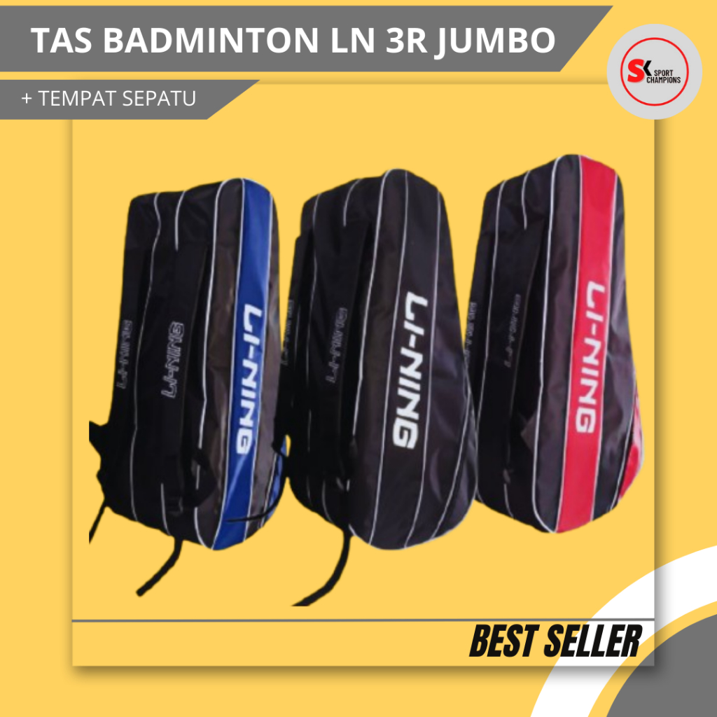 Tas Raket Badminton LN 3Reselting Plus Ruang Sepatu Bisa Gendong,Jinjing Dan Selempang