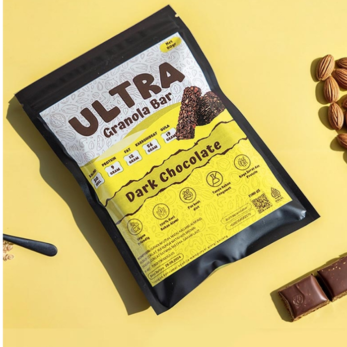 

Ultra granola bar CHOCOLATE - 80gram 2bar snack sehat vegan protein alami rendah gula tanpa pengawet