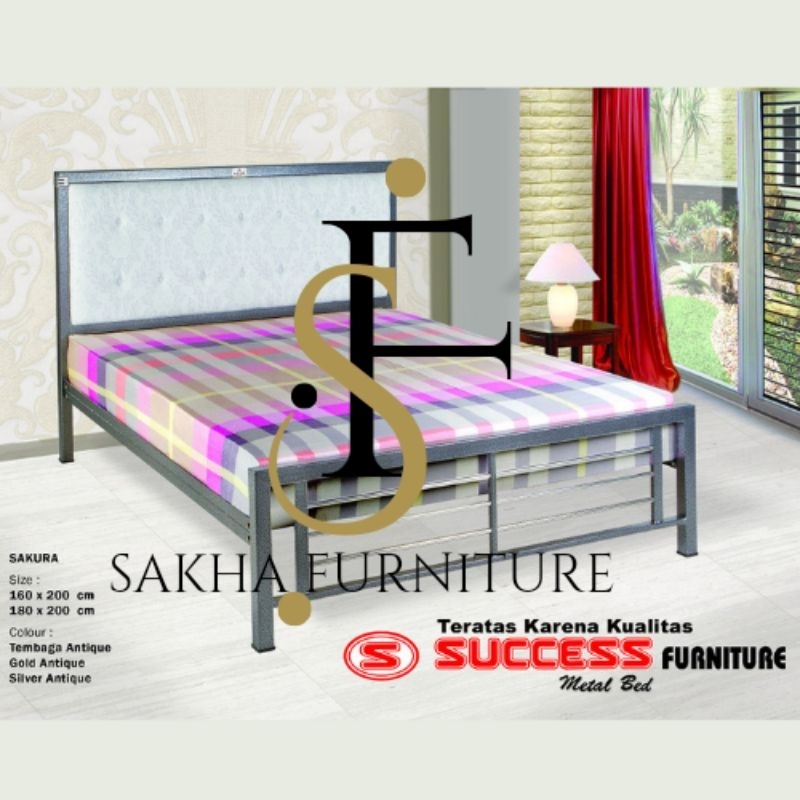 Ranjang Tembaga Sakura Success Furniture Kuat Awet Kokoh Tahan Lama Size 160cm x 200cm dan 180cm x 2