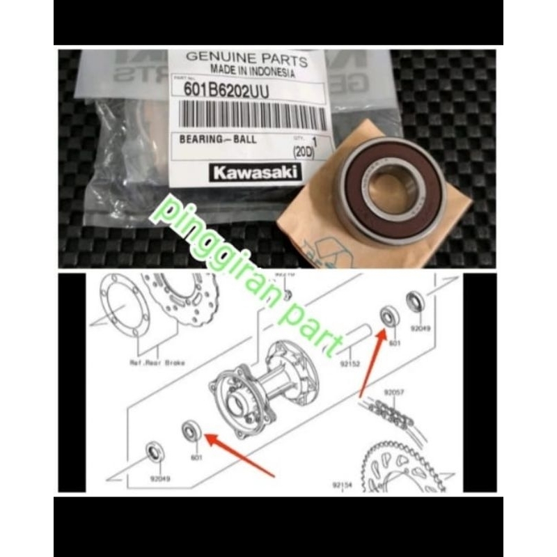 bearing laher tromol roda belakang KLX150 klx 150 original