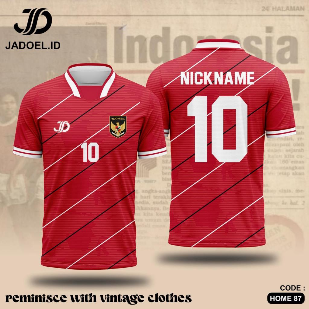 Jadoel_Jersey Retro Timnas Indonesia home 1987 Classic Vintage Sports Full Printing Free Custom Nama