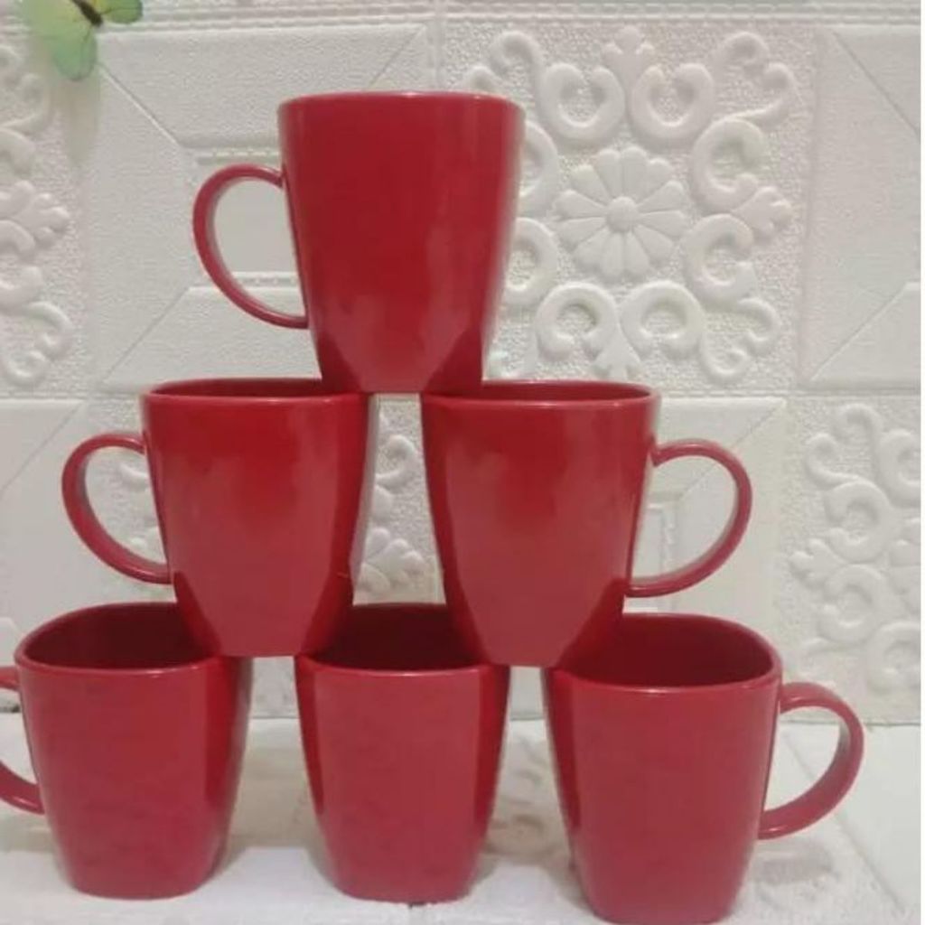 6 Pcs Gelas Melamin Gagang Dinner ware 126 / Gelas Kopi Melamin / Gelas Teh / Gelas Melamin Murah