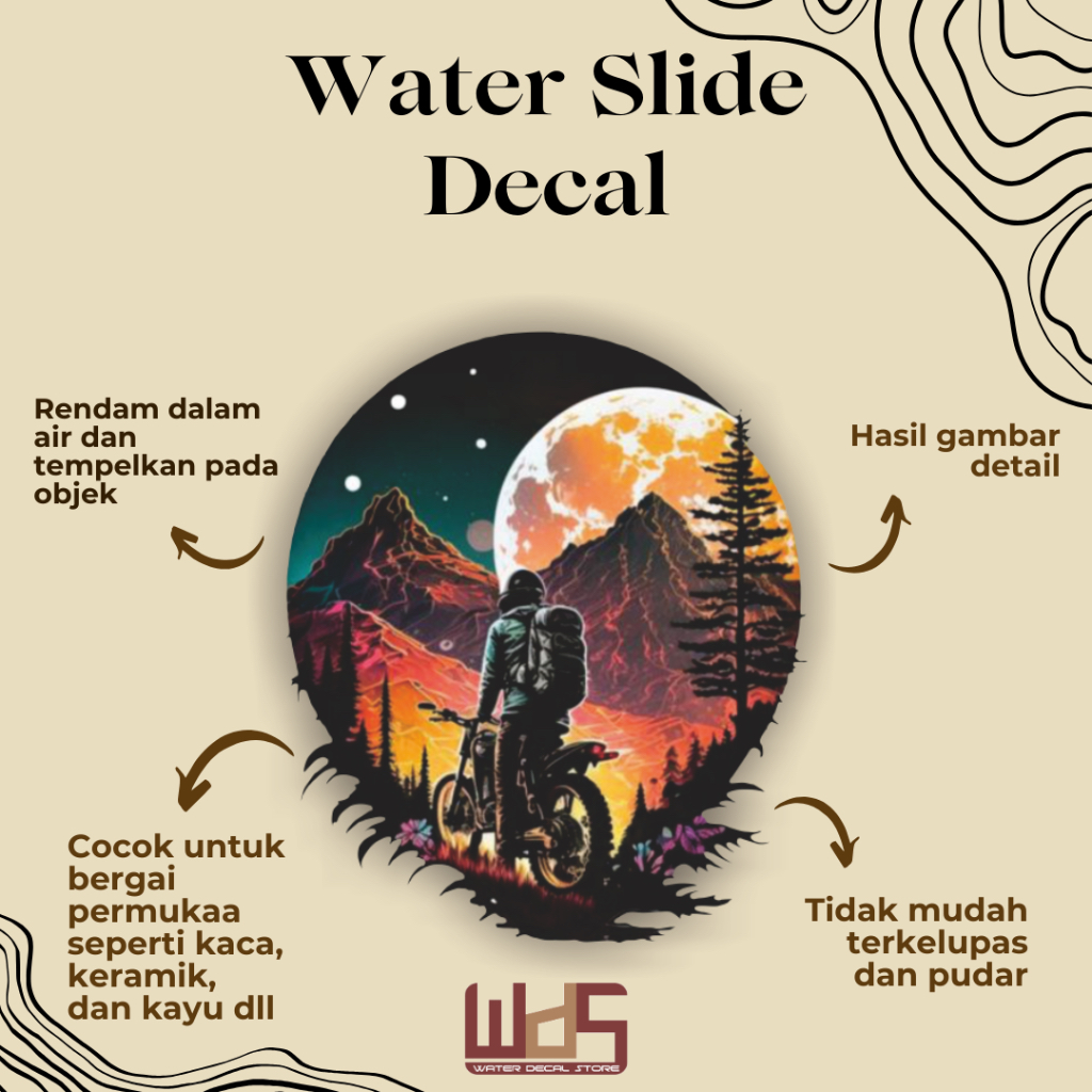 

WATER SLIDE DECAL GUNUNG / DECAL AIR / STIKER AIR / MERCHANDISE