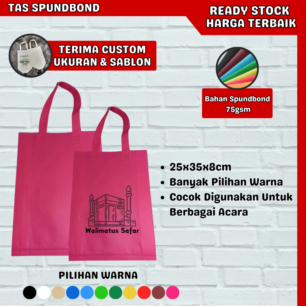 Tas Handle Custom Tas Spunbond Sablon 25x35x15 cm
